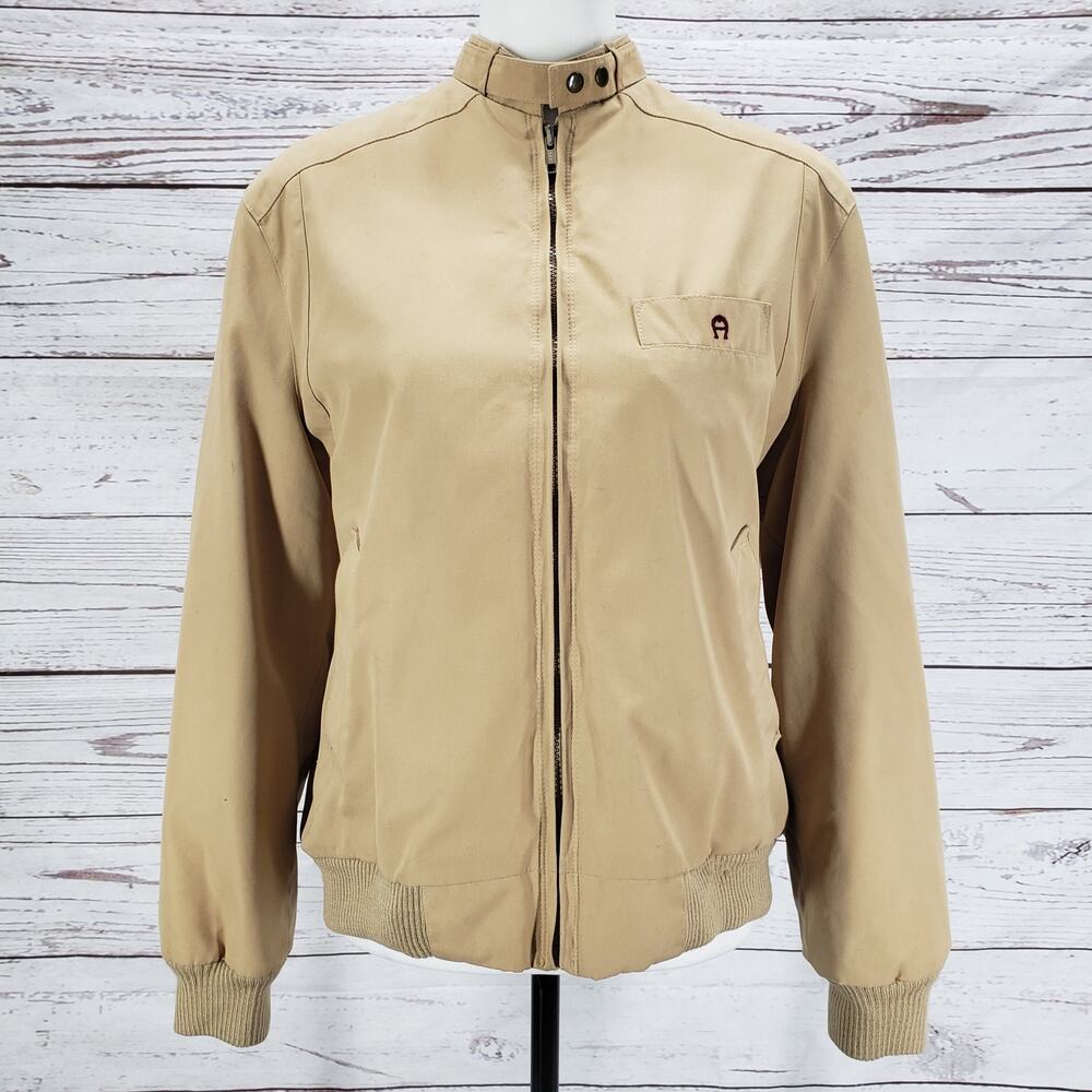 Etienne Aigner Women's Beige Tan Wool Blend Lining Full Zip Jacket Size 10